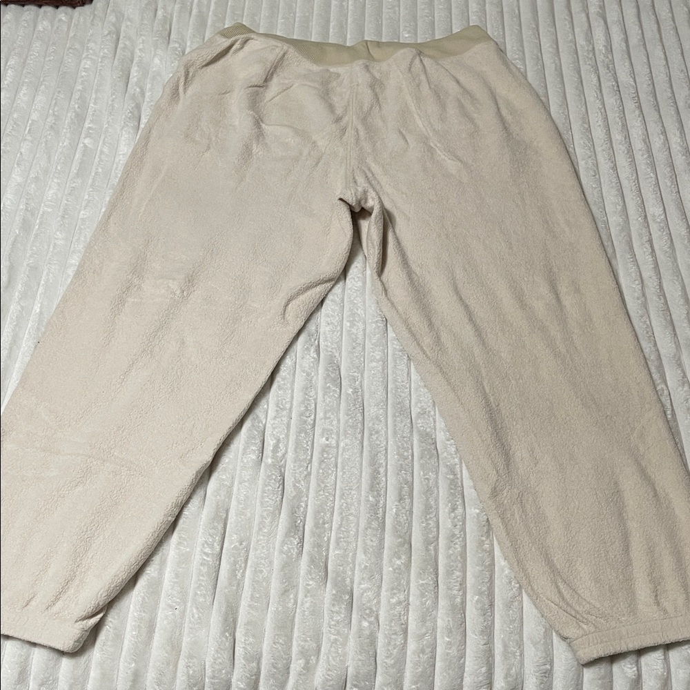 Aerie Fleece Cream Jogger Pants with Zipper | Size XXL - Picture 8 of 9